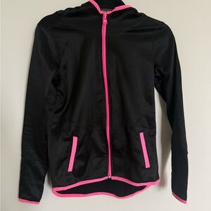Justice Girls Black Pink Athletic Zip Hoodie Jacket Size 12 Reach for the Stars